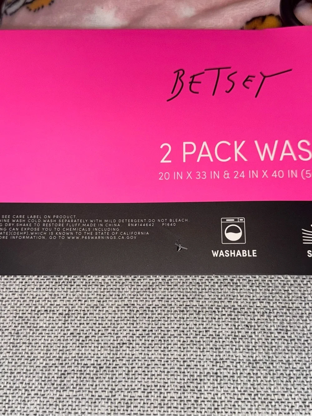 Betsey Johnson Pink & Black Bow-Print Washable Bathroom Rug Set coquette